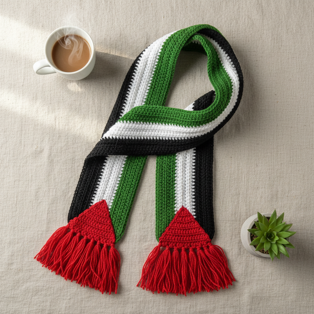 Classic Crochet Scarf Flat Lay - Minimal