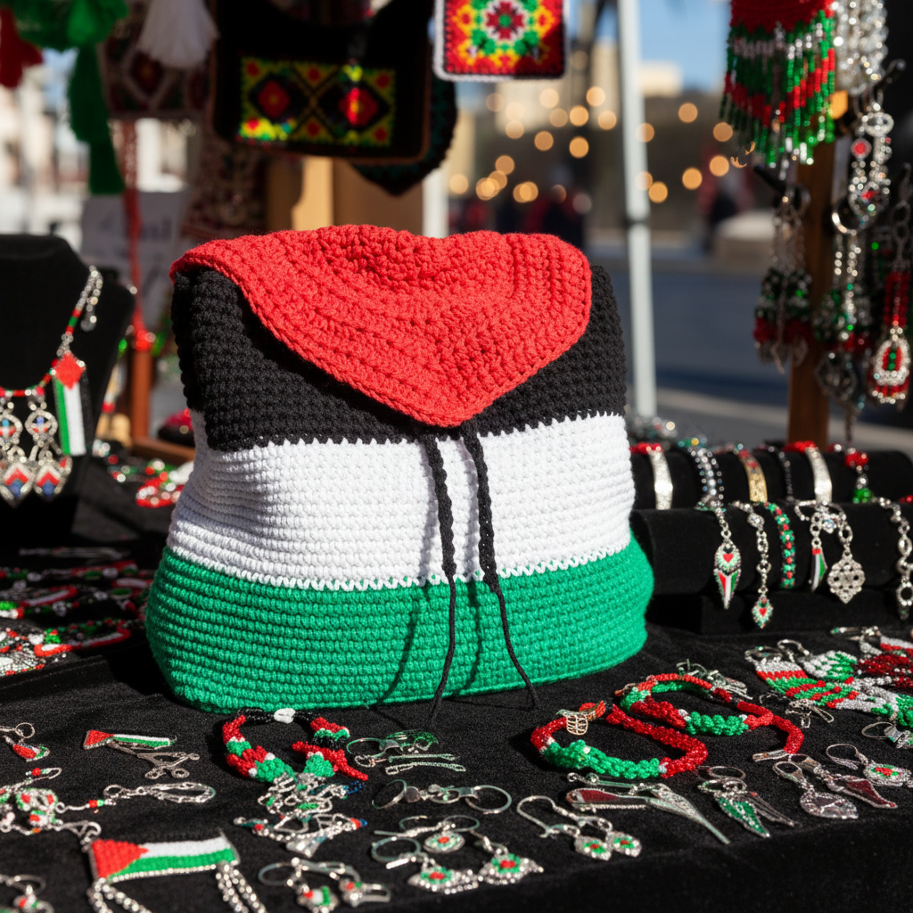Crochet Backpack with Palestinian Flag Pattern