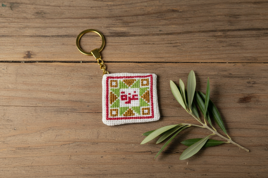 Flatlay with few olive branches on wood