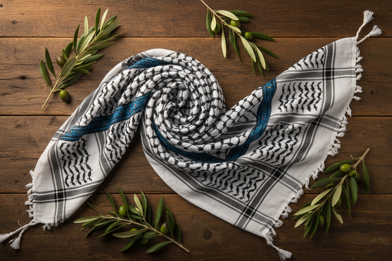 Flatlay with olive branches