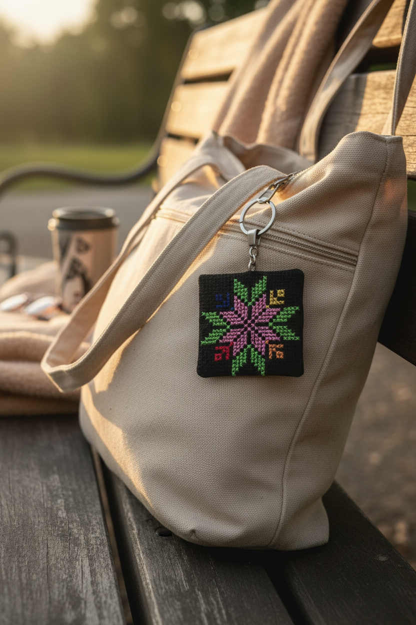 Keyring on bag zipper