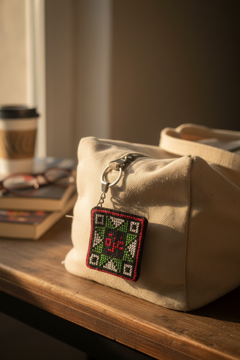 Keyring on bag zipper